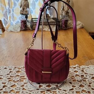 Pink and Gold Quilted Crossbody Bag with Chain Strap. C